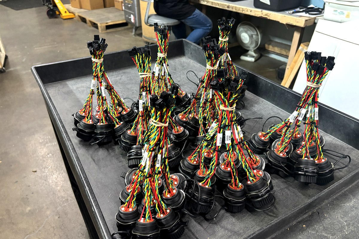 QCS cable assemblies — circular connector assemblies inspected and ready for delivery